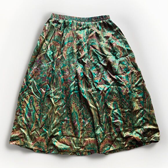 Vintage Russ Pleated Midi Skirt Fall Floral Size 14 ILGWU Union Made USA Preppy - Picture 1 of 12